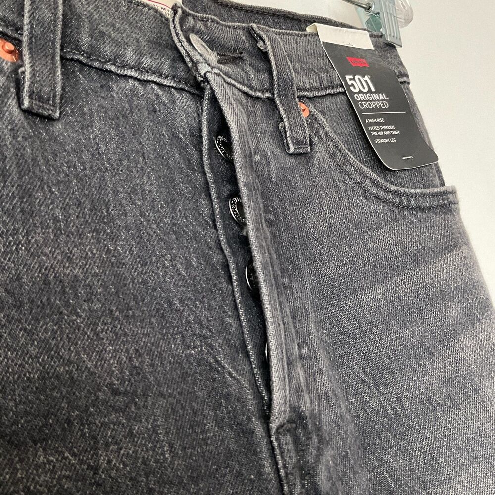 Levi's Premium 501 Crop Button Fly Straight Jeans 29 - Picture 6 of 11